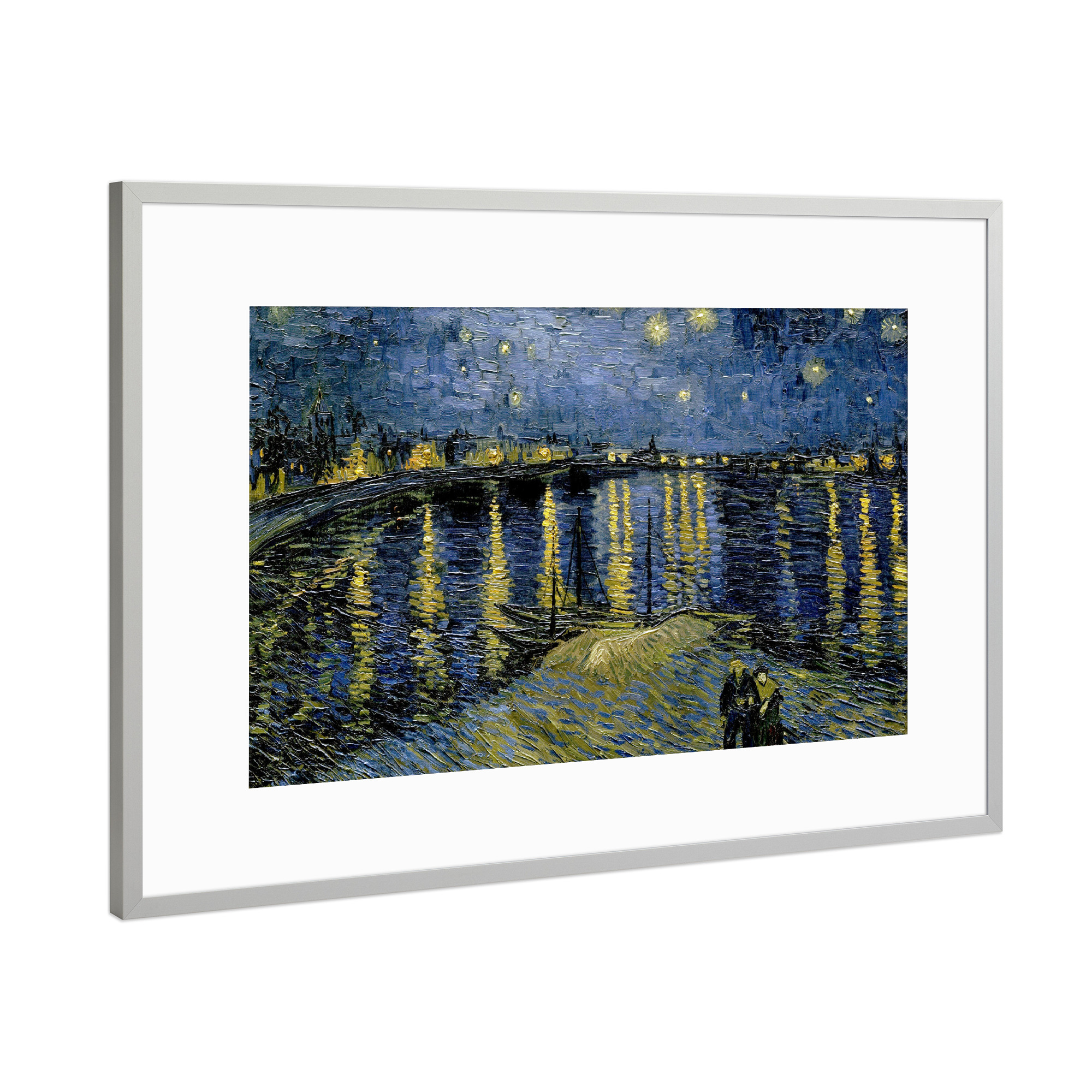 Poster mit Rahmen Silber "Die Sternennacht über der Rhone" artboxONE - Natur,Reise,Für Mama,Für Papa,Galaxy