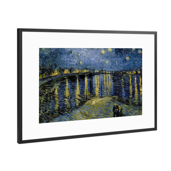 Poster mit Rahmen Schwarz (Metallic) "Die Sternennacht über der Rhone" artboxONE - Natur,Reise,Für Mama,Für Papa,Galaxy
