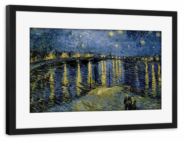 Poster mit Rahmen schwarz "Die Sternennacht über der Rhone" artboxONE - Natur,Reise,Für Mama,Für Papa,Galaxy