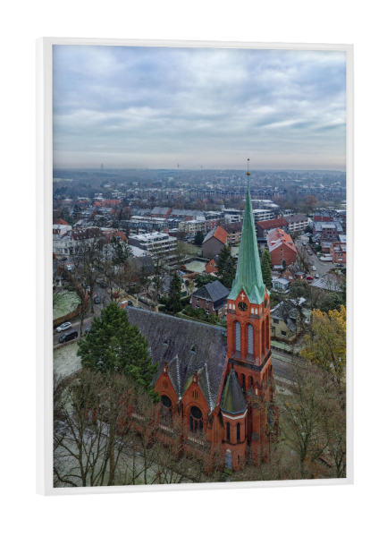 Poster mit weißem Rahmen "Erlöserkirche HH-Lohbrügge" artboxONE - Städte,Städte / Hamburg,Reise,Architektur,Reise / Länder