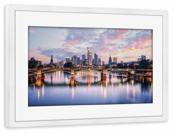 Poster mit Rahmen weiß "Sonnenuntergang - Frankfurt" artboxONE - Städte,Reise,Architektur,Städte / Frankfurt,Reise / Länder
