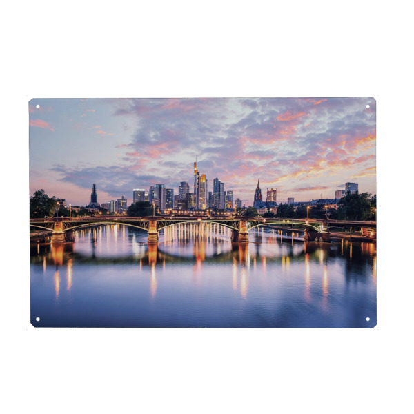 Metall Poster "Sonnenuntergang - Frankfurt" artboxONE - Städte,Reise,Architektur,Städte / Frankfurt,Reise / Länder