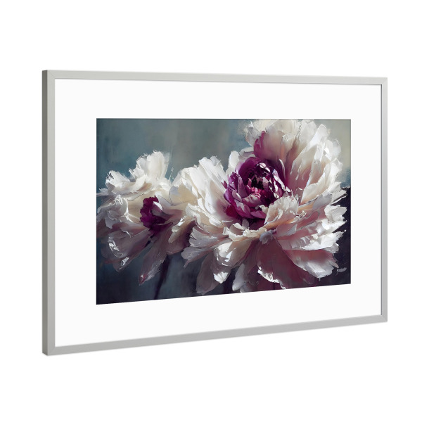 Poster mit Rahmen Silber "Rosa Pfingstrose - Floral Kunst" artboxONE - Floral,Abstrakt,Für Mama