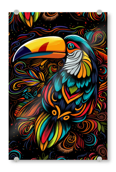 Acrylglasbild "Tropischer Stammes-Tukan" artboxONE - Tiere,Comic
