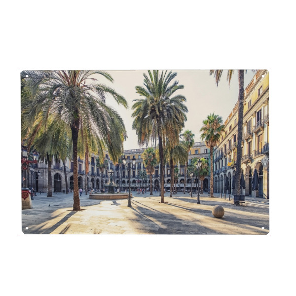 Metall Poster "Plaça Reial" artboxONE - Städte,Reise,Architektur,Reise / Länder,Städte / Barcelona