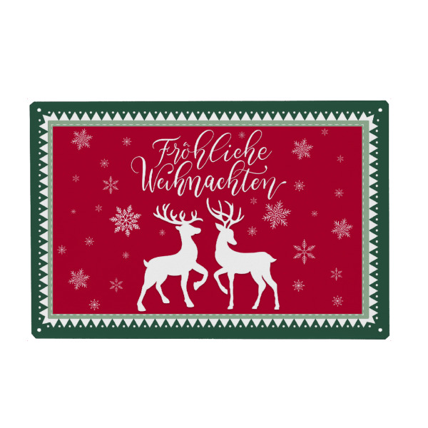 Holzbild "Frohe Weihnachten in Grün-Rot" artboxONE - Typografie,Tiere,Weihnachten