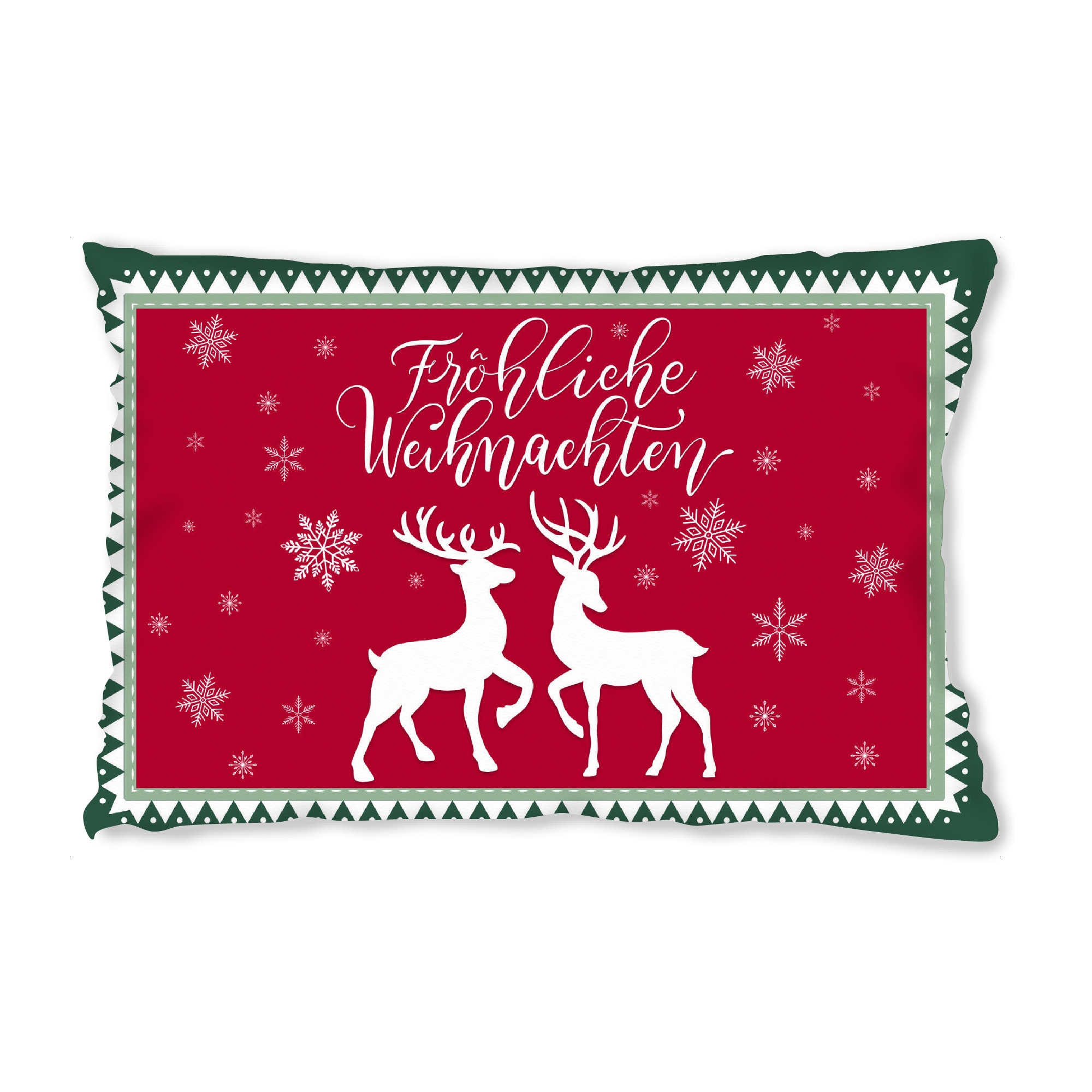 Design-Kissen "Frohe Weihnachten in Grün-Rot" artboxONE - Typografie,Tiere,Weihnachten