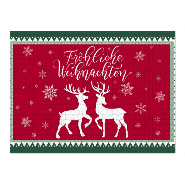 Puzzle Ravensburger "Frohe Weihnachten in Grün-Rot" artboxONE - Typografie,Tiere,Weihnachten