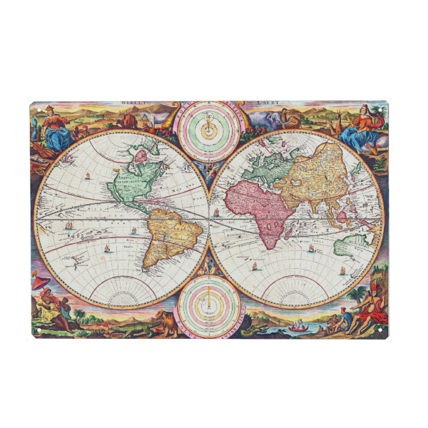 Metall Poster "World Map Of 18. Century" artboxONE - Reise,Reise / Strand und Meer,Reise / Länder,Kartografie