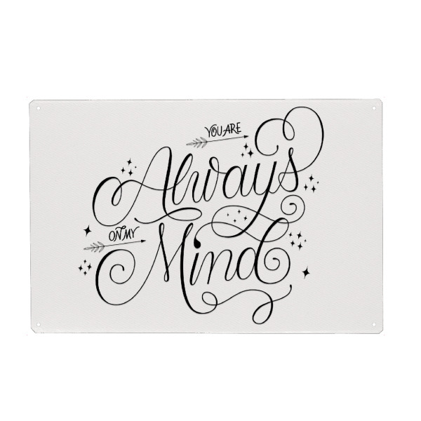 Holzbild "Ich denke immer an dich" artboxONE - Typografie,Musik,Liebe