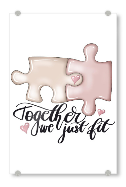 Acrylglasbild "Zusammen passen wir einfach" artboxONE - Fashion,Buchstaben,Für Mama,Festivals