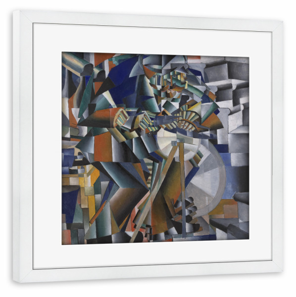 Poster mit Rahmen weiß "Der Messerschleifer" artboxONE - Abstrakt,Geometrie