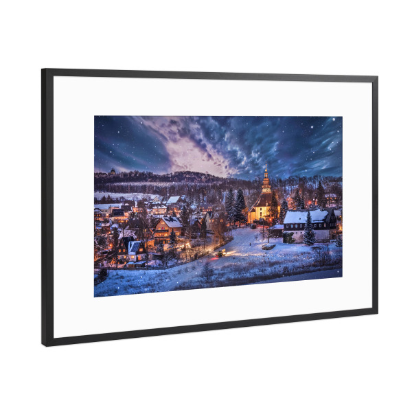 Poster mit Rahmen Schwarz (Metallic) "Seiffen" artboxONE - Architektur,Weihnachten