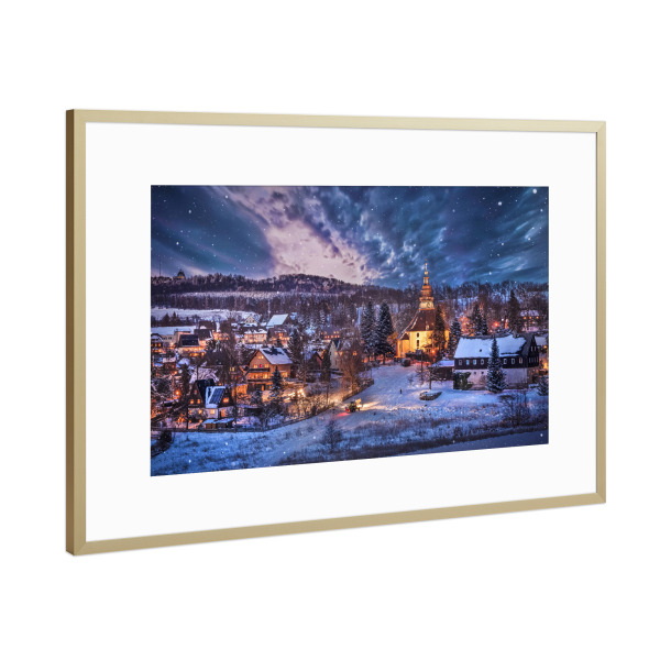 Poster mit Rahmen Gold "Seiffen" artboxONE - Architektur,Weihnachten