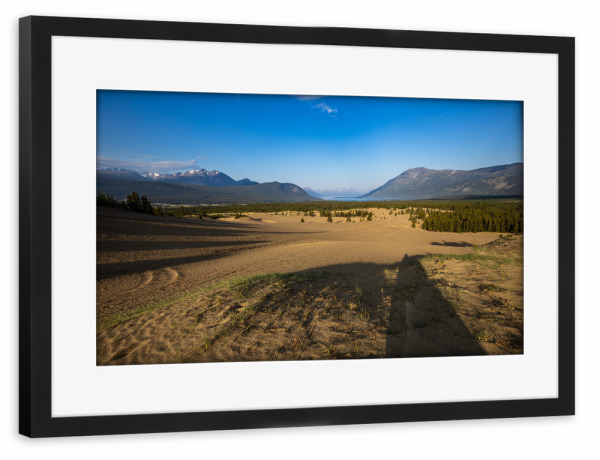 Poster mit Rahmen schwarz "Die Wüste von Carcross" artboxONE - Natur - Wüste,Kanada,Carcross,Dünen,Sand,Landschaft,Natur,Yukon,Alaska highway