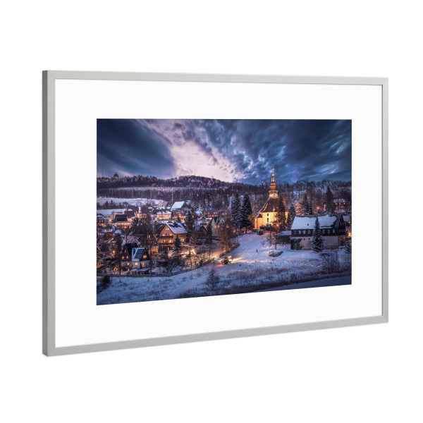 Poster mit Rahmen Silber "Weichnachten in Seiffen" artboxONE - Architektur,Weihnachten