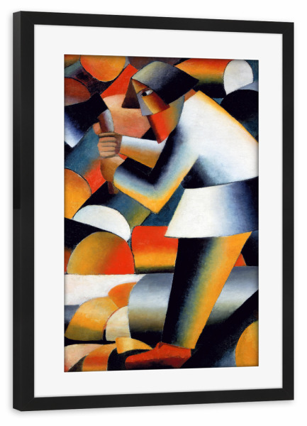 Poster mit Rahmen schwarz "Der Holzfäller" artboxONE - Abstrakt,Menschen,Geometrie,Männer