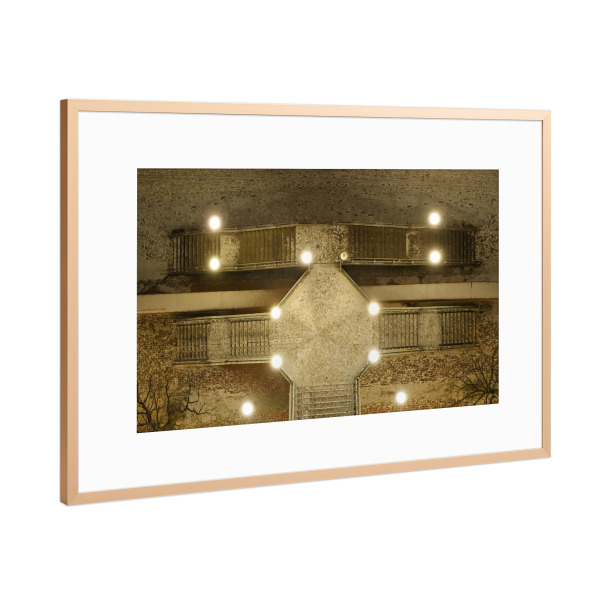 Poster mit Rahmen Kupfer "Hamburger Wall-Brigde" artboxONE - Architektur