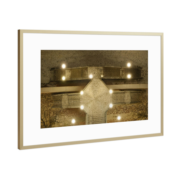 Poster mit Rahmen Gold "Hamburger Wall-Brigde" artboxONE - Architektur