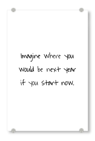 Acrylglasbild "Imagine where you would be" artboxONE - Typografie,Menschen,Schwarzweiß