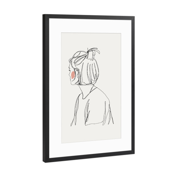 Poster mit Rahmen Schwarz (Metallic) "Lineart girl" artboxONE - Für Kinder,Menschen,Für Mama - Female,Frau,Mädchen,Lineart,Minimalistisch,Modern