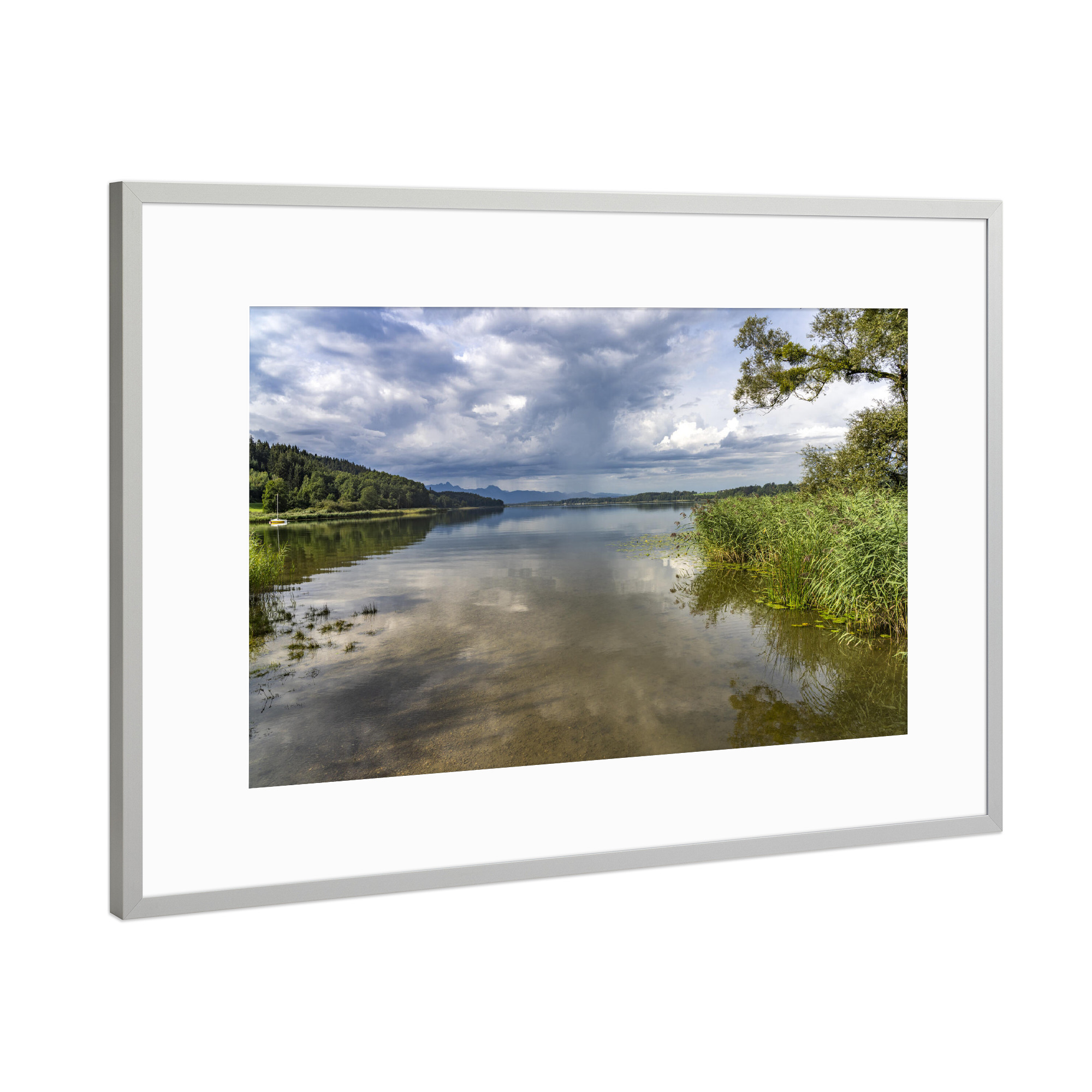 Poster mit Rahmen Silber "Der Simssee" artboxONE - Natur - Bad endorf,Bayern,Simssee,See,Natur
