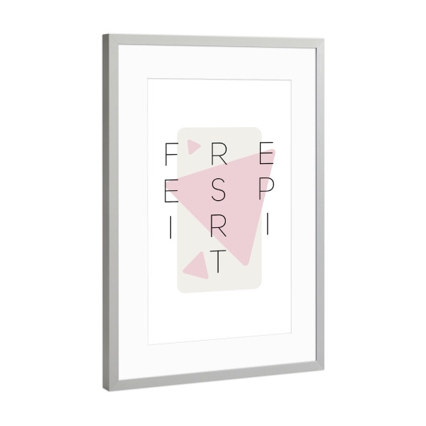 Poster mit Rahmen Silber "Free spirit - pink" artboxONE - Typografie