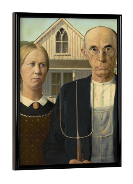 Poster mit schwarzem Rahmen "Amerikanische Gotik" artboxONE - Menschen,Architektur