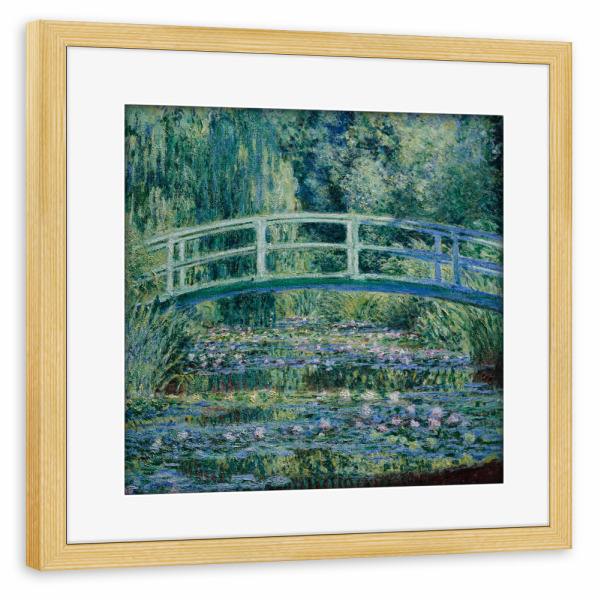 Poster mit Rahmen kiefer "Seerosen und japanische Brücke" artboxONE - Natur,Floral