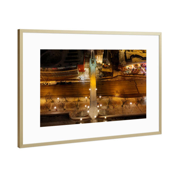 Poster mit Rahmen Gold "Hamburg Hafenstraße-Brücke" artboxONE - Städte,Städte / Hamburg,Reise,Architektur,Reise / Länder