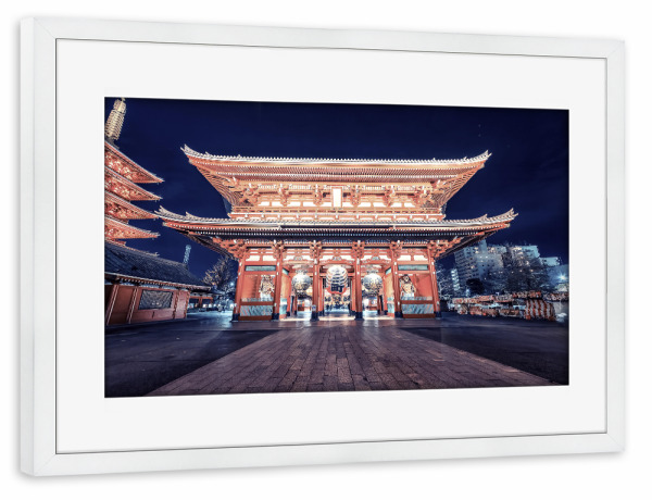 Poster mit Rahmen weiß "Senso-Ji-Tempel" artboxONE - Städte,Reise,Architektur,Reise / Asien,Städte / Tokio