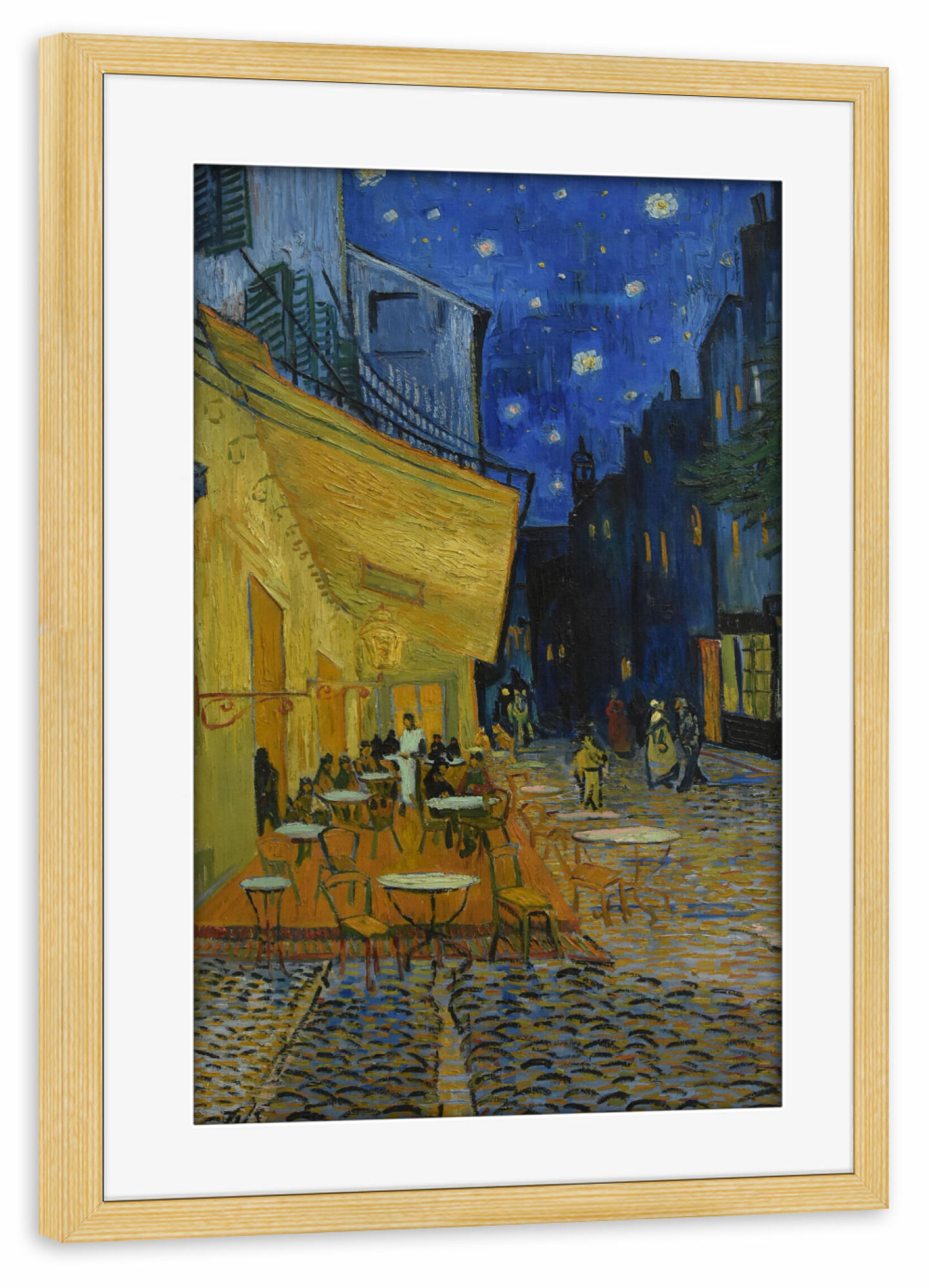 Poster mit Rahmen kiefer "Café-Terrasse bei Nacht" artboxONE - Städte,Architektur,Städte / Weitere