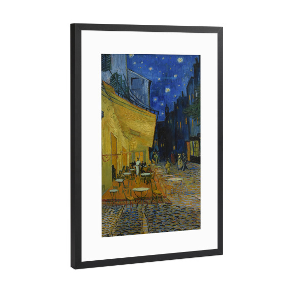 Poster mit Rahmen Schwarz (Metallic) "Café-Terrasse bei Nacht" artboxONE - Städte,Architektur,Städte / Weitere