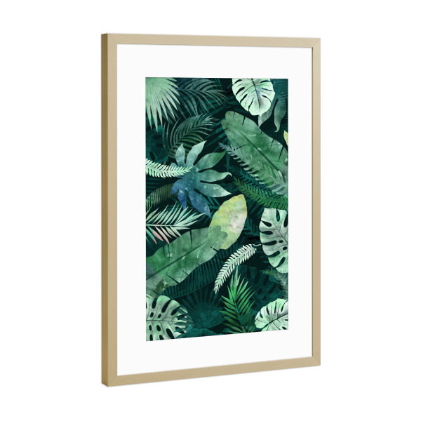 Poster mit Rahmen Gold "Dunkle Dschungelnacht" artboxONE - Natur,Floral,Abstrakt