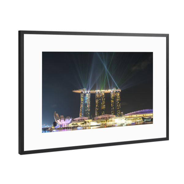 Poster mit Rahmen Schwarz (Metallic) "Marina Bay Sands Hotel in Singapur" artboxONE - Städte,Reise,Architektur,Städte / Singapur