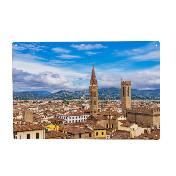 Metall Poster "Stadt, Türme, Wolken" artboxONE - Reise,Architektur,Reise / Länder,Städte / Weitere