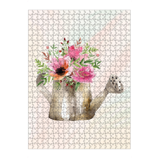 Puzzle Ravensburger "Blumen im Gießrohr" artboxONE - Natur,Floral,Fiktion - Aquarell,Vintage,Digitale malerei,Gießkanne,Bilder mit blumen