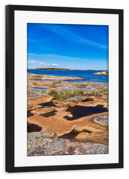 Poster mit Rahmen schwarz "Felsen, Ostsee, Himmel" artboxONE - Natur,Reise,Reise / Strand und Meer