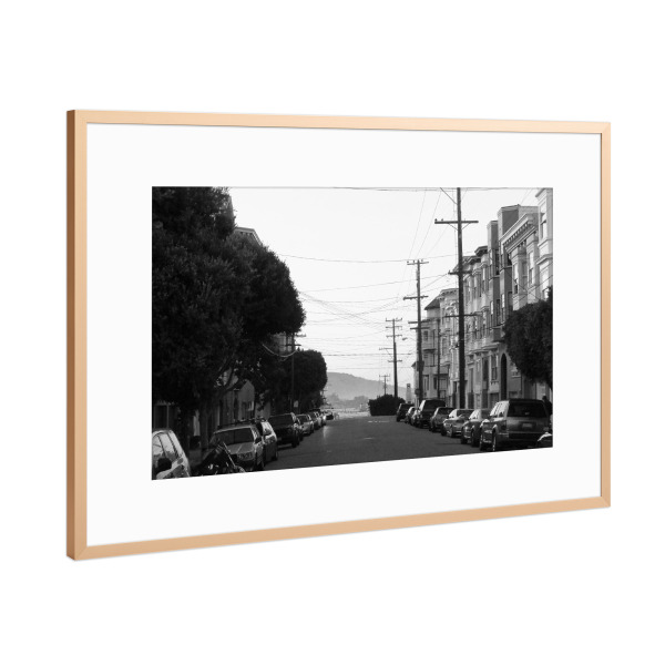 Poster mit Rahmen Kupfer "Straße in San Francisco" artboxONE - Reise,Schwarzweiß,Architektur,Reise / Länder,Städte / San Francisco