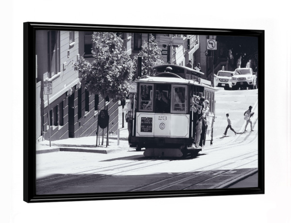 Poster mit schwarzem Rahmen "Cable Car at San Francisco" artboxONE - Schwarzweiß,Reise / Länder,Städte / San Francisco