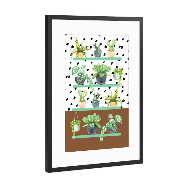 Poster mit Rahmen Schwarz (Metallic) "Zimmerpflanze Illustration" artboxONE - Natur,Floral