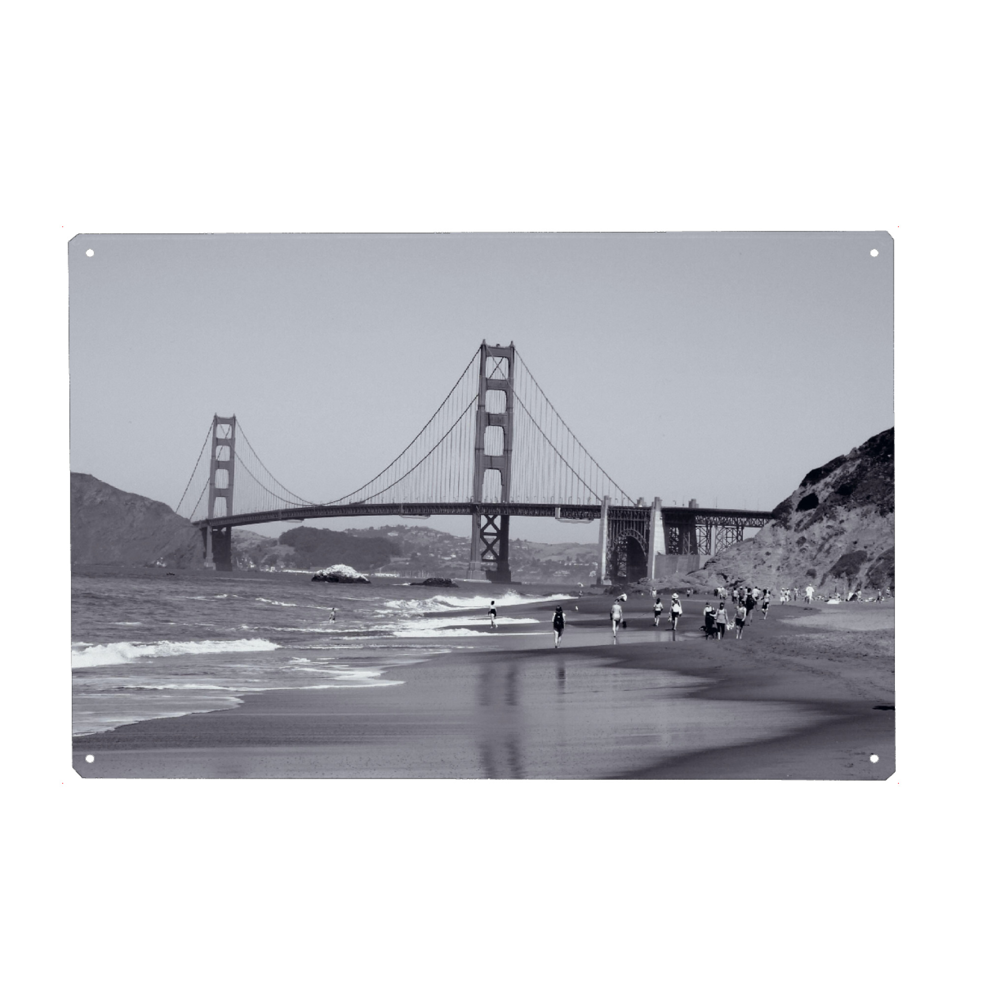 Holzbild "The Golden Gate Bridge @ SFO" artboxONE - Reise,Schwarzweiß,Reise / Strand und Meer,Reise / Länder,Städte / San Francisco