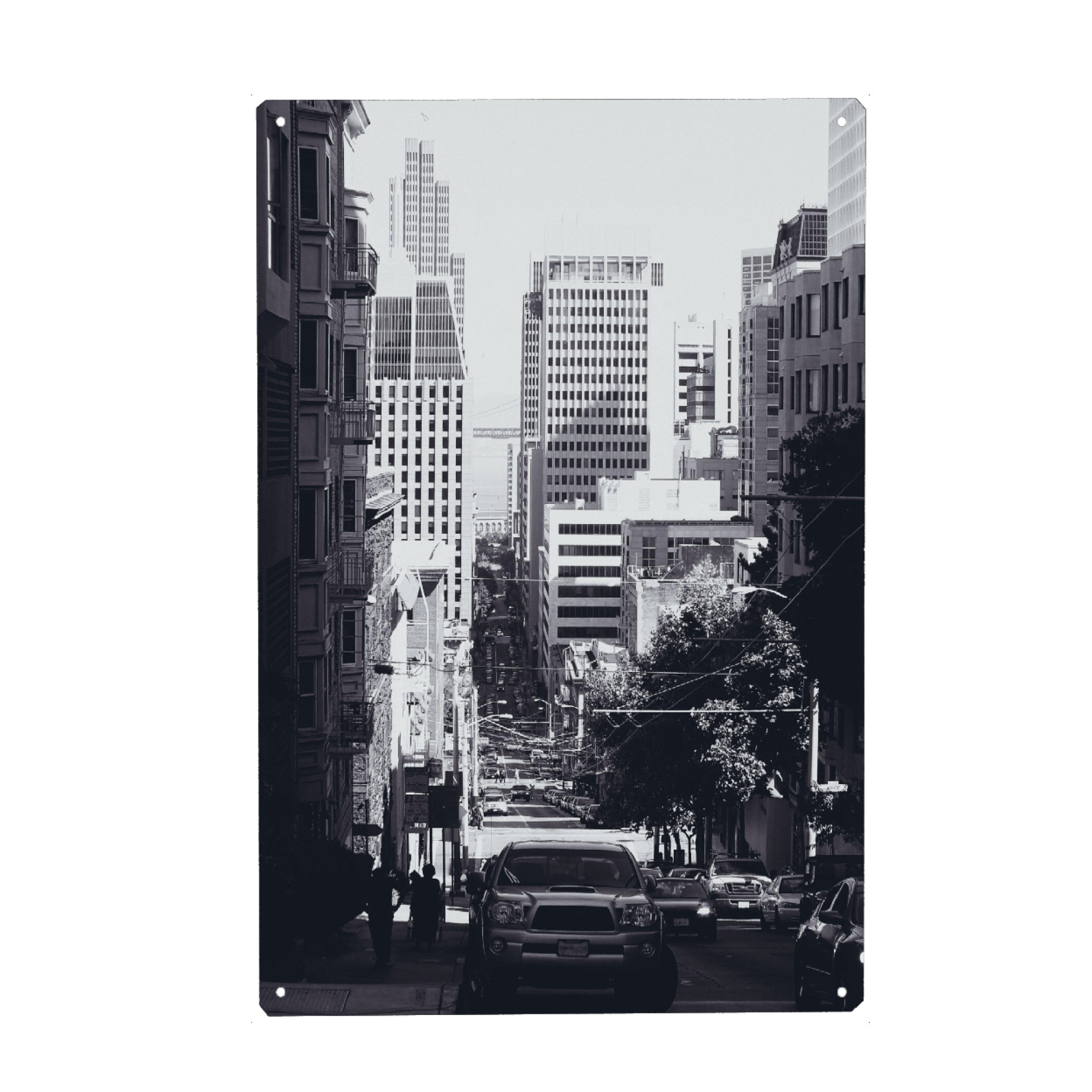 Metall Poster "The Streets of San Francisco" artboxONE - Reise,Schwarzweiß,Architektur,Reise / Länder,Städte / San Francisco