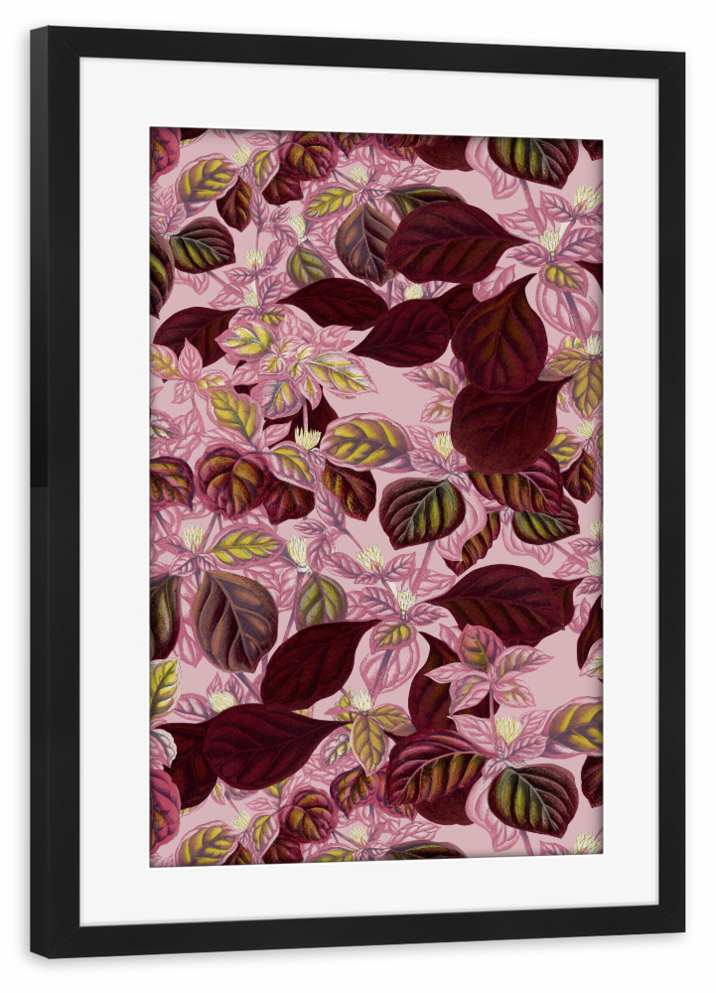 Poster mit Rahmen schwarz "Rosa Blattgarten" artboxONE - Natur,Floral,Liebe