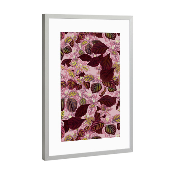 Poster mit Rahmen Silber "Rosa Blattgarten" artboxONE - Natur,Floral,Liebe