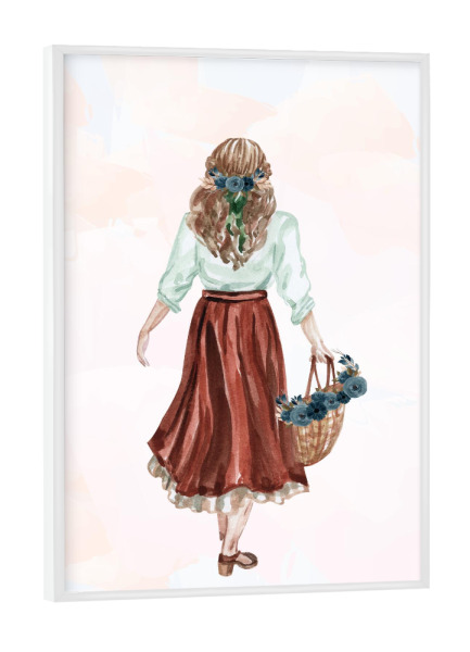 Poster mit weißem Rahmen "Aquarellporträt einer Frau" artboxONE - Floral,Abstrakt,Menschen