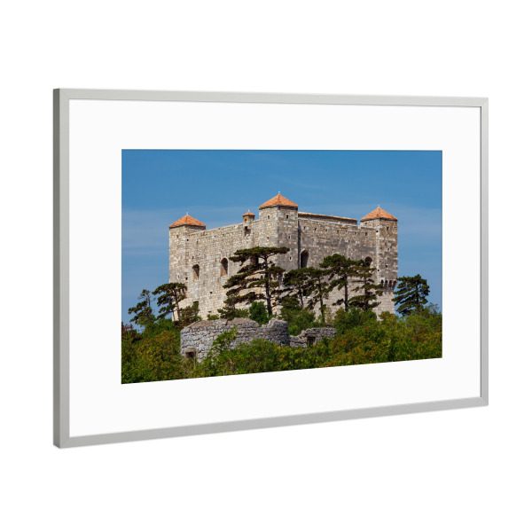 Poster mit Rahmen Silber "Burg Nehaj" artboxONE - Architektur - Kroatien,Senj,Nehaj,Burg,Stadt,Adria,Schloss,Hafen,Mittelalter