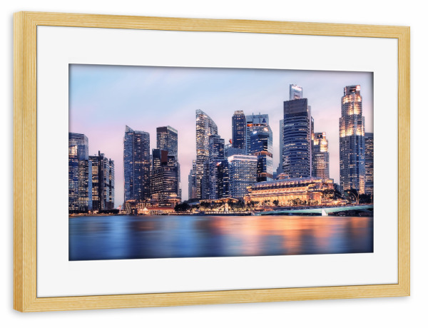Poster mit Rahmen kiefer "Sonnenuntergang in Singapur" artboxONE - Städte,Reise,Architektur,Reise / Länder,Städte / Singapur