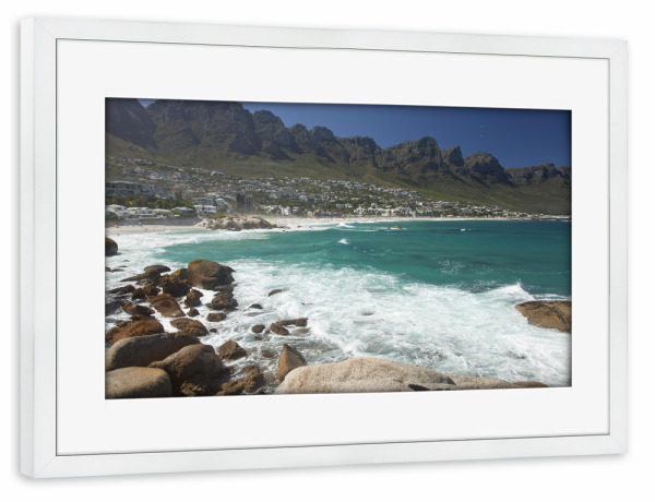 Poster mit Rahmen weiß "Camps Bay in Kapstadt" artboxONE - Natur,Reise,Reise / Afrika