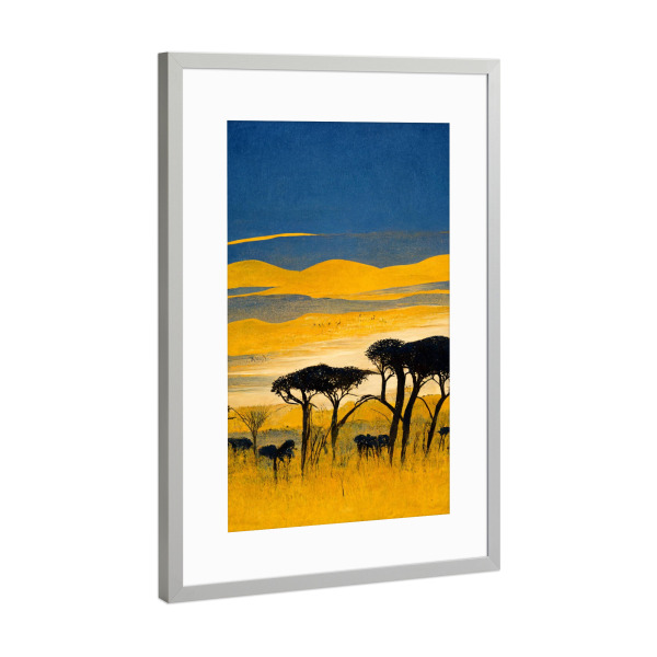 Poster mit Rahmen Silber "Südafrikanische Savanne" artboxONE - Natur,Reise,Tiere,Reise / Afrika